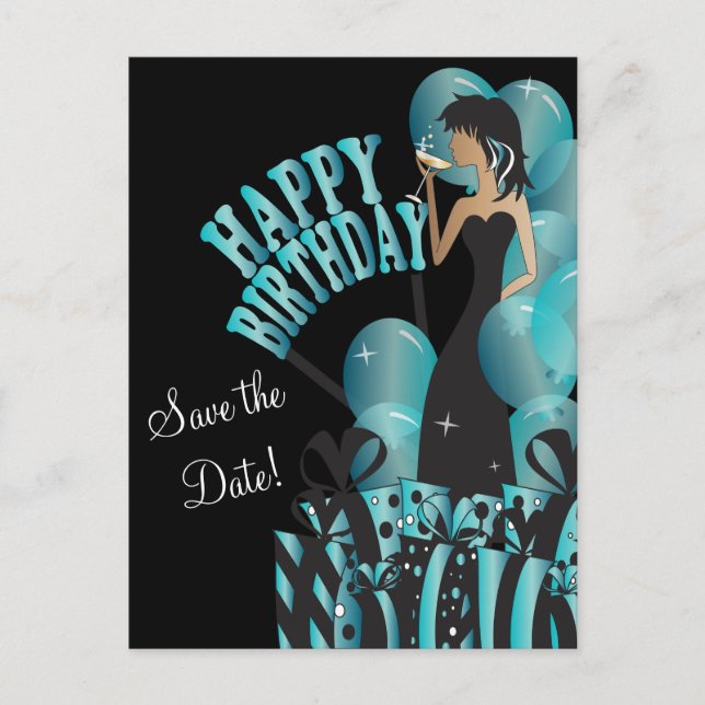 Carte Postale Faire-part Joyeux Anniversaire Fille Diva | Nom fait maison | (Devant)