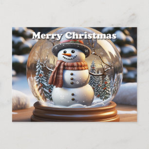 Carte Postale Faire-part Joyeux bonhomme de neige de Noël dans Snow Globe