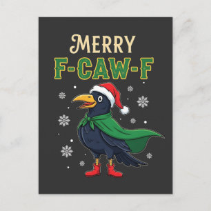 Carte Postale Faire-part Joyeux F-Caw-F Noël drôle Corbeau Corbeau Santa