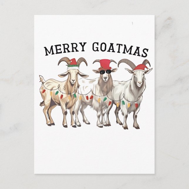 Carte Postale Faire-part Joyeux Goatmas Animal Chèvre Amour Joyeux Noël (Devant)