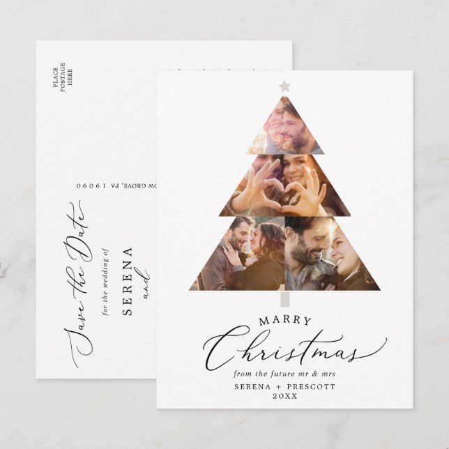 Carte Postale Faire-part Joyeux Noël délicat Vacances Enregistrer la date (Devant / Derrière)