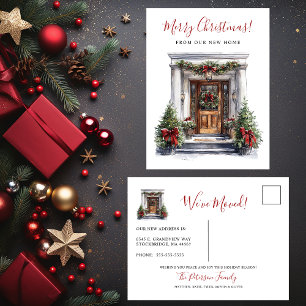Carte Postale Faire-part Joyeux Noël Nouvelle Maison Devanture Porte Déména