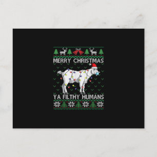 Carte Postale Faire-part Joyeux Noël sales humains chèvre Noël laid