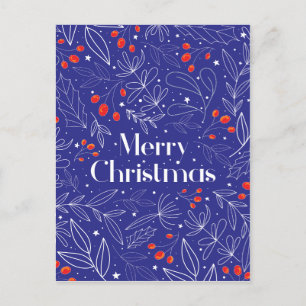 Carte Postale Faire-part Joyeux Shinny Elégant Royal Blue Christmas Card