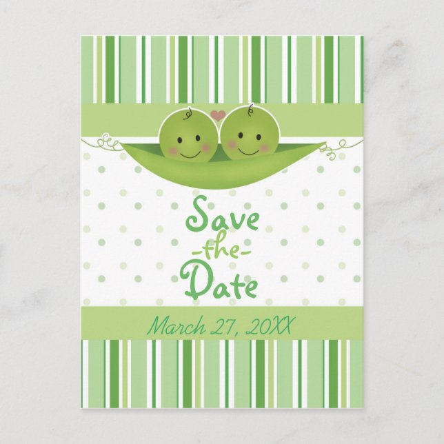 Carte Postale Faire-part Jumeaux Deux Petits Pois dans une Cosse Baby Showe (Devant)