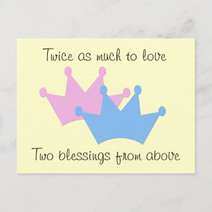 Carte Postale Faire-part Jumeaux garçon et fille !