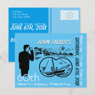 Carte Postale Faire-part Jumelles Voilier 60e Anniversaire Enregistrer La D