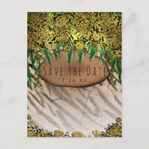 Carte Postale Faire-part JUNGLE PARTY Gold Glam Poster de animal Enregistre