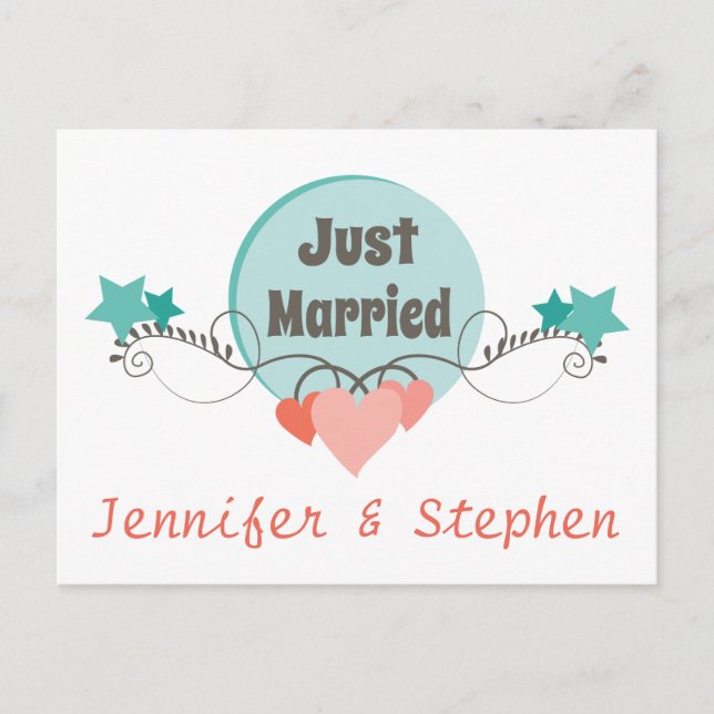 Carte Postale Faire-part Juste Marié Floral Peonies rose Mariage (Devant)