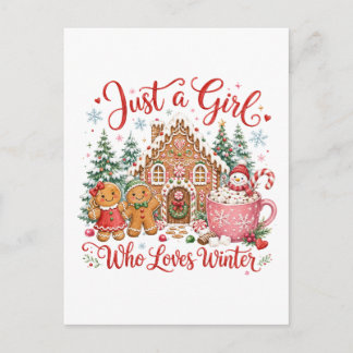 Carte Postale Faire-part Juste une fille qui aime l'hiver
