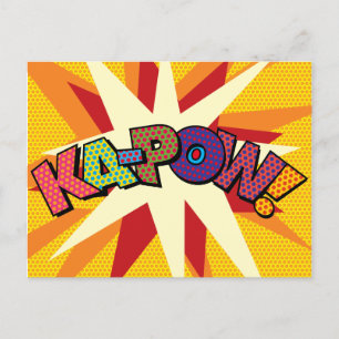 Carte Postale Faire-part KA-POW Fun Retro Comic Book Pop Art