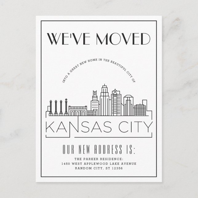Carte Postale Faire-part Kansas City Moderne | Changement d'adresse (Devant)