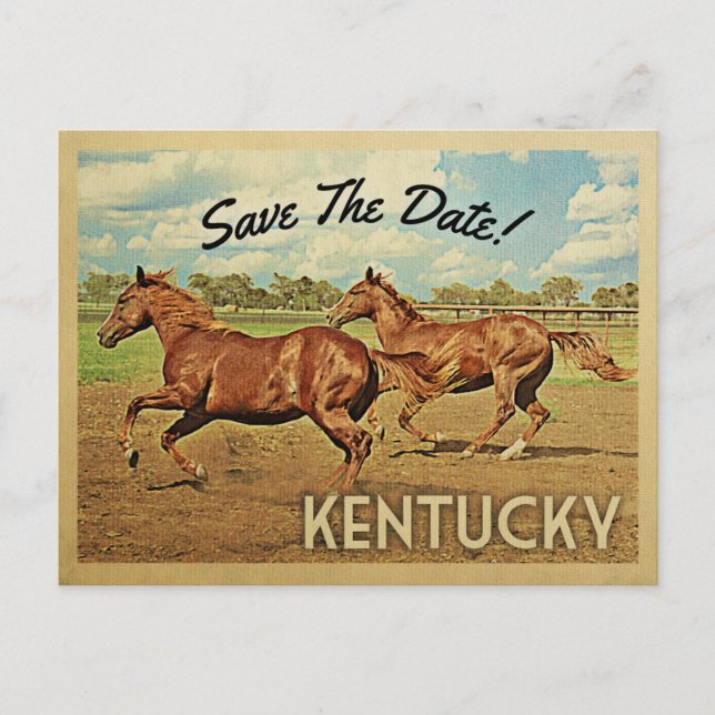 Carte Postale Faire-part Kentucky Sauvez Les Chevaux De Date (Devant)