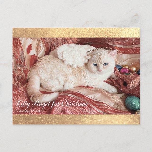 Carte Postale Faire-part Kitty Angel pour Noël (Devant)