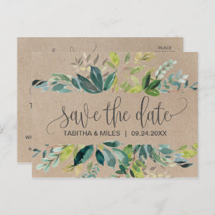 Carte Postale Faire-part Kraft Foliage Enregistrer la date
