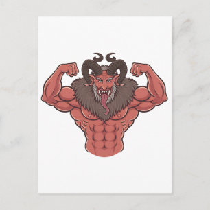 Carte Postale Faire-part Krampus Noël Flexion Musculaire Fitness Effrayant