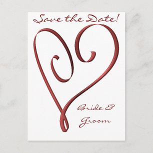 Carte Postale Faire-part KRW Custom Styliszed Red Heart Enregistrer la date