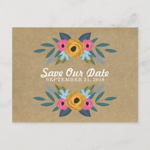 Carte Postale Faire-part La collection de mariage de couronne florale Rusti