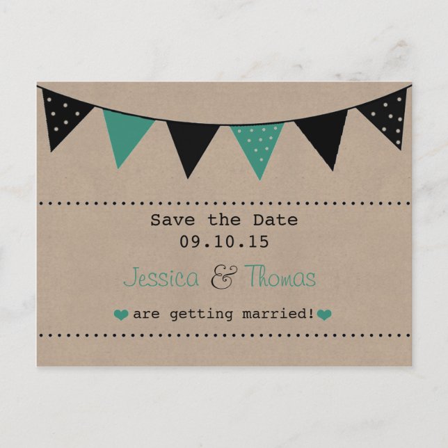 Carte Postale Faire-part La collection de mariage The Modern Turquoise Bunt (Devant)