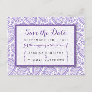 Carte Postale Faire-part La collection Mariage moderne Paisley - Purple