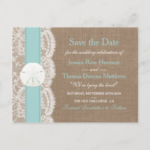 Carte Postale Faire-part La Collection Turquoise Sand Dollar Save The Date