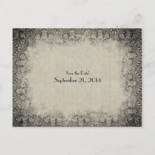 Carte Postale Faire-part La dentelle noire vintage et la toile font gagner