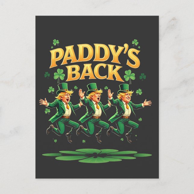 Carte Postale Faire-part La drôle de St-Patrick de Trump avec léopard  (Devant)