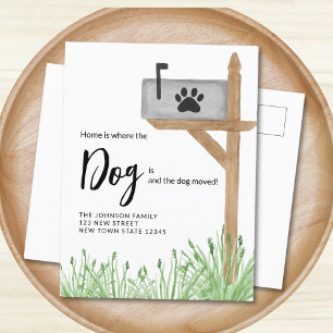 Carte Postale Faire-part La maison est là où est le chien Nous avons déména