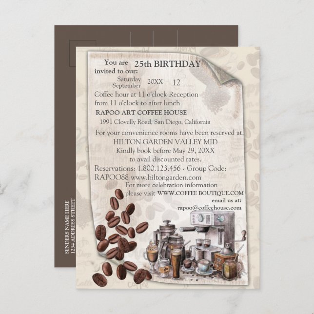 Carte Postale Faire-part La tradition du café suédois Fika le matin (Devant / Derrière)