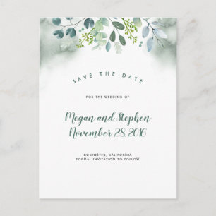 Carte Postale Faire-part La verdure d'aquarelle font gagner la date