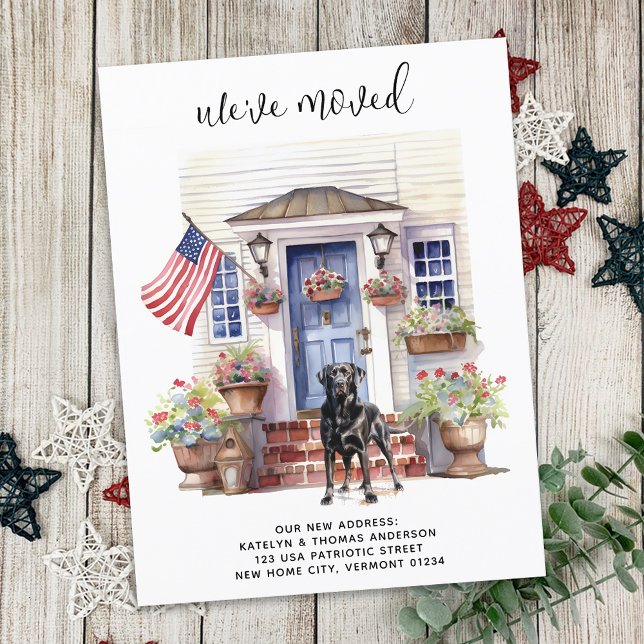 Carte Postale Faire-part Labrador Noir Patriotique Personnalisé Chien en Dé (Créateur téléchargé)