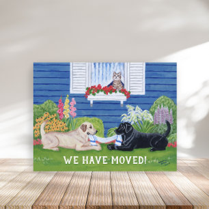 Carte Postale Faire-part Labradors dans le jardin Nouvelle adresse