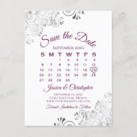 Lacy Cassis Mariage violet Enregistrer le calendri