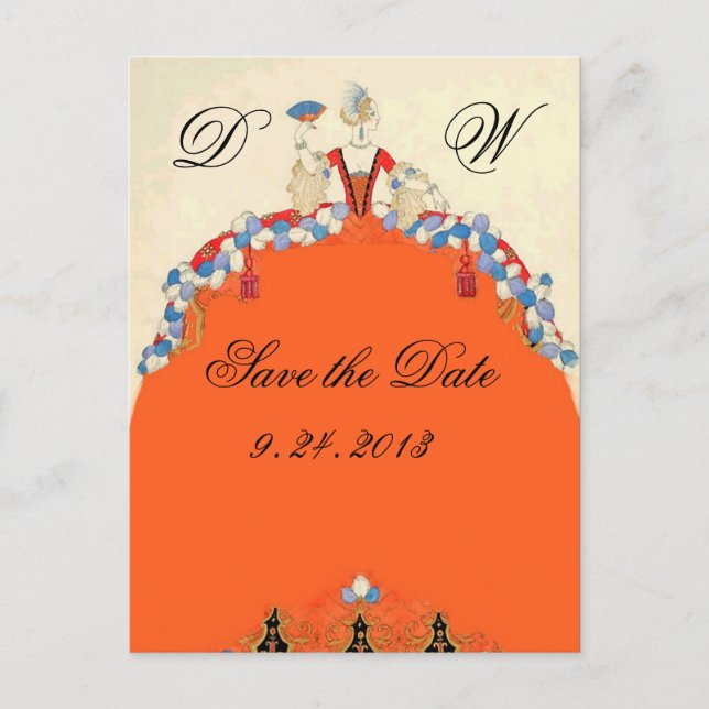 CARTE POSTALE FAIRE-PART LADY ORANGE / MARIAGE PARTY ENREGISTRER LE MONOGRA (Devant)