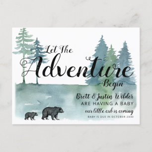Carte Postale Faire-part Laisser Aventure Commencer L'Aquarelle Ours Grosse