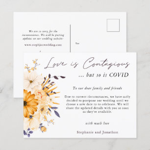 Carte Postale Faire-part L'Amour Est Contagieux Mariage Reporter COVID19 Fl