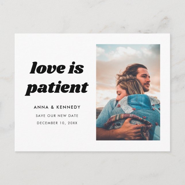 Carte Postale Faire-part L'amour est le patient Changement de plan Mariage  (Devant)