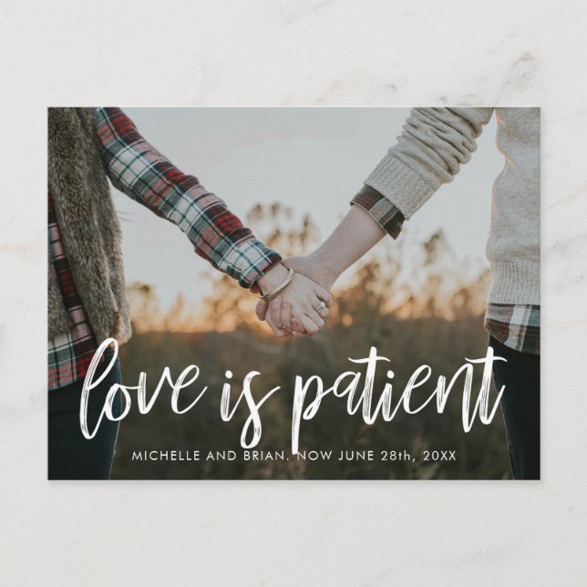 Carte Postale Faire-part L'amour est Patient Changer la Date du Mariage (Devant)