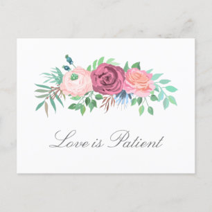 Carte Postale Faire-part L'Amour Est Patient Pastel Floral Mariage Report