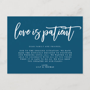 Carte Postale Faire-part L'amour est patient Report de mariage