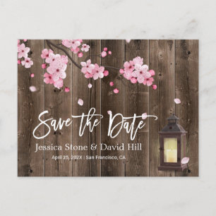 Carte Postale Faire-part Lanterne Vintage Fleurs Roses Mariage Économisez l