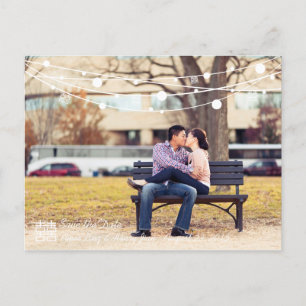 Carte Postale Faire-part Lanternes Double Bonheur Mariage Économisez la Dat