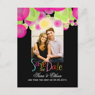 Carte Postale Faire-part Lanternes PixDezines pour annoncer la date de mari