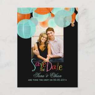 Carte Postale Faire-part Lanternes PixDezines pour annoncer la date de mari