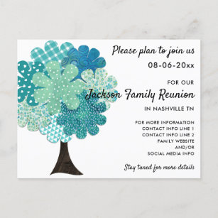 Carte Postale Faire-part L'arbre 2-Sided de la Réunion de famille de motif