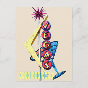Carte Postale Faire-part Las Vegas au néon frais épousant le signe