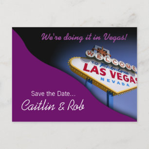Carte Postale Faire-part Las Vegas Enregistrer La Date (violet)