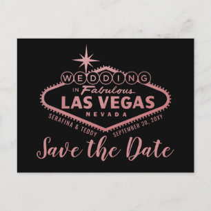 Carte Postale Faire-part Las Vegas Mariage Rose Gold Enregistrer la date