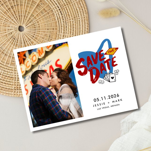Carte Postale Faire-part Las Vegas Photo Wedding Save the Date (Las Vegas Photo Wedding Save the Date Postcard)