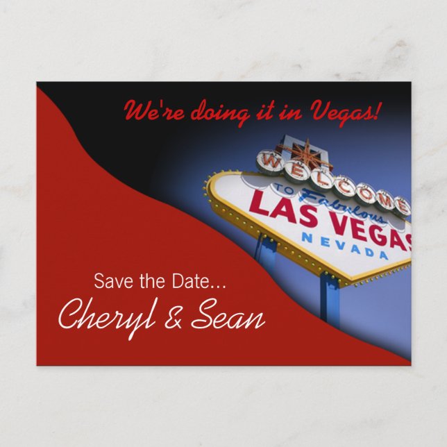 Carte Postale Faire-part Las Vegas Sauvegarder la date (rouge tomate) (Devant)